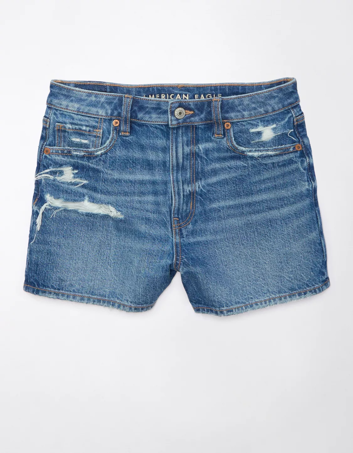 AE Strigid Ripped Denim Mom Short | American Eagle Outfitters (US & CA)