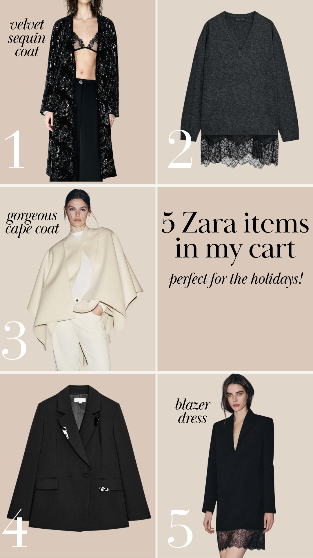 5 Zara items in my cart that are perfect for the holidays! Holiday party outfit, NYE outfit, holiday outfit, christmas outfit, new years eve outfit, thanksgiving outift 

 

#LTKHoliday #LTKStyleTip