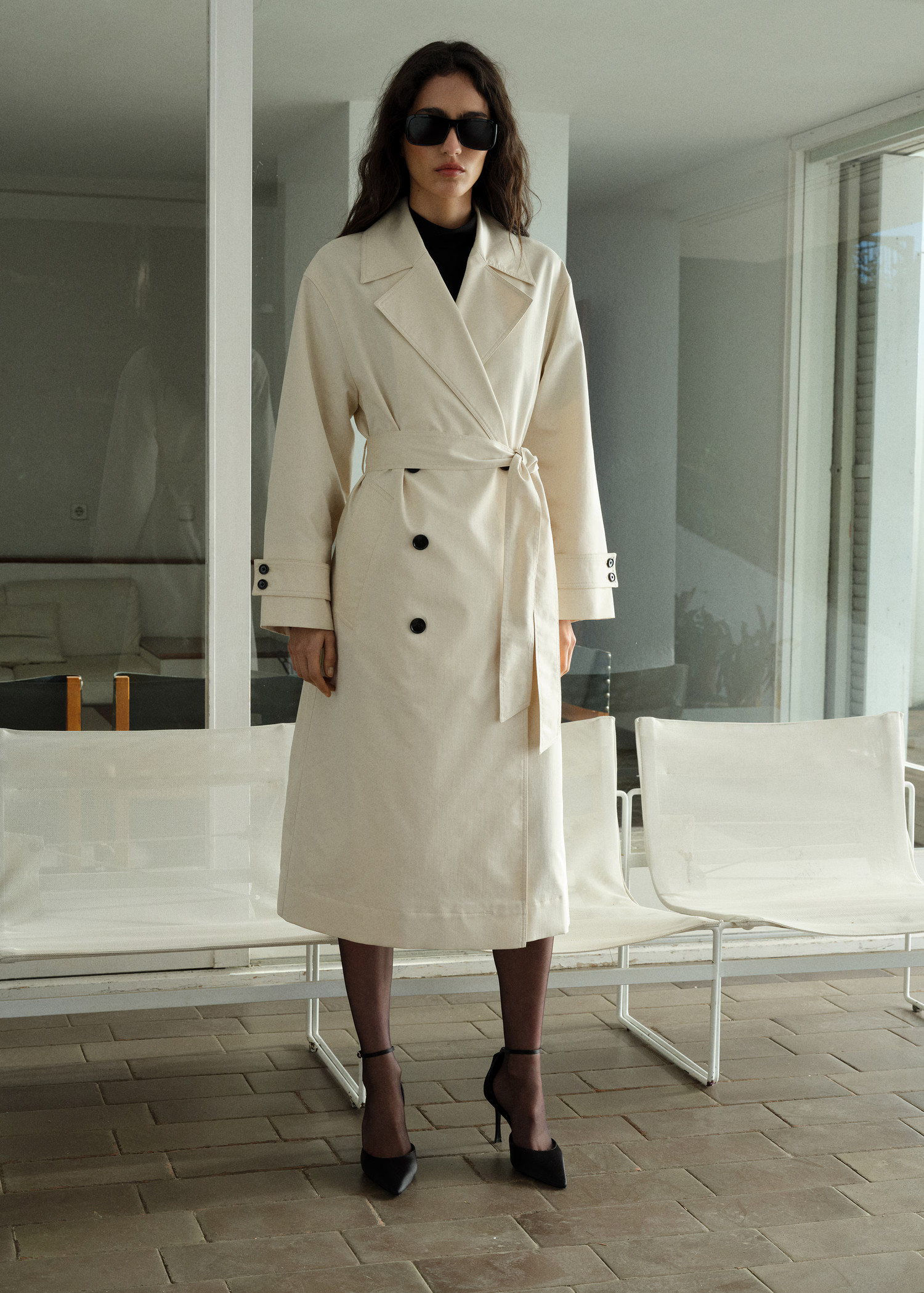 Long oversized double-breasted trench coat | MANGO (UK)