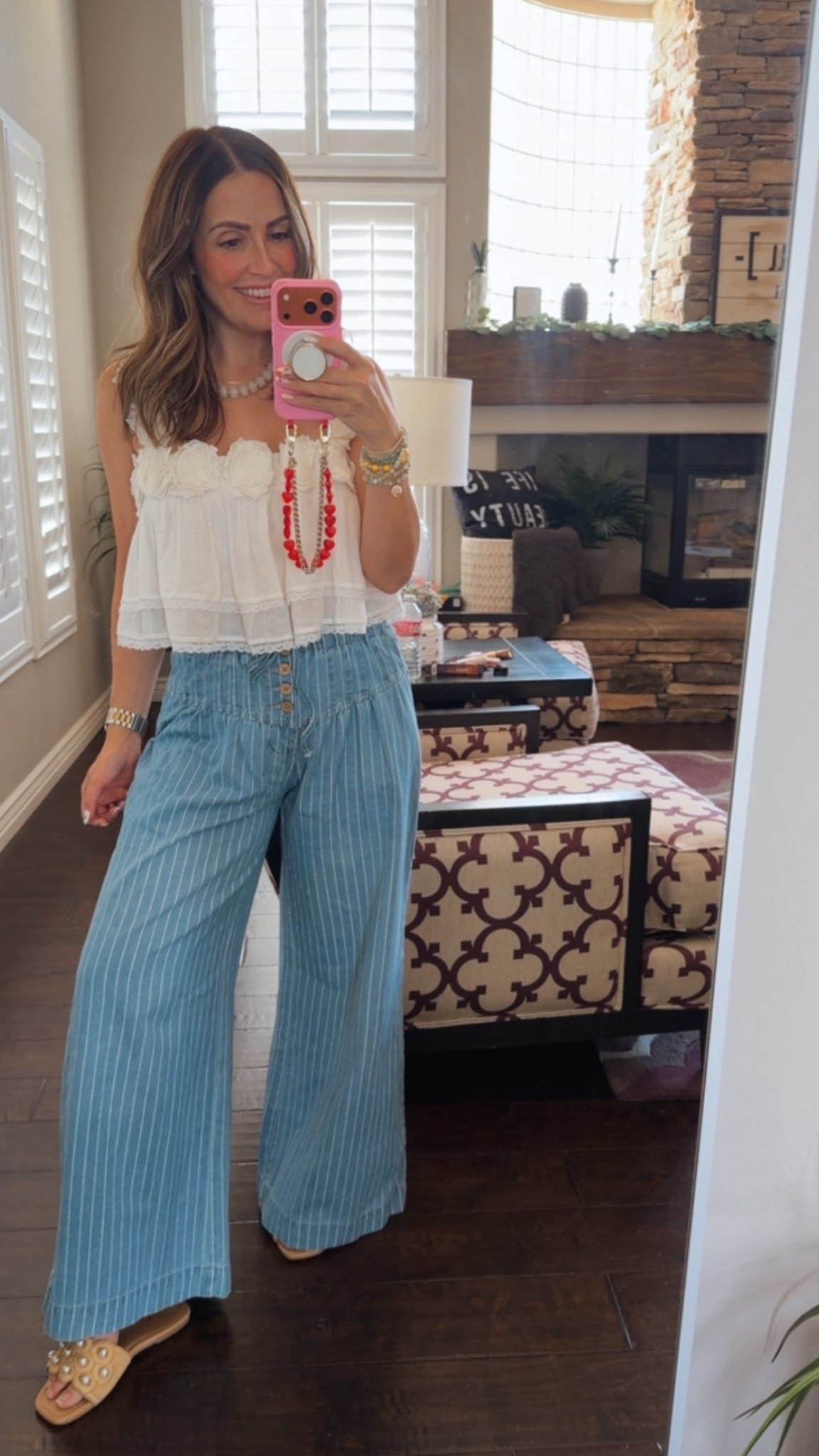 Obsessed with every single detail of this soft, baggy pinstriped denim. Perfect for spring/summer. 

#LTKOver40 #LTKmomlife #LTKootd