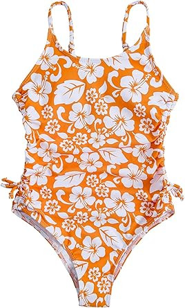Milumia Girl's Floral One Piece Swimsuit Bow Tie Side Spaghetti Strap Bathing Suit | Amazon (US)