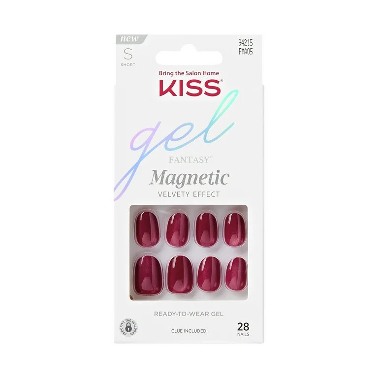 KISS Gel Fantasy Magnetic, Press On Nails, Set Us Free, Red, Short Oval, 28 Count | Walmart (US)