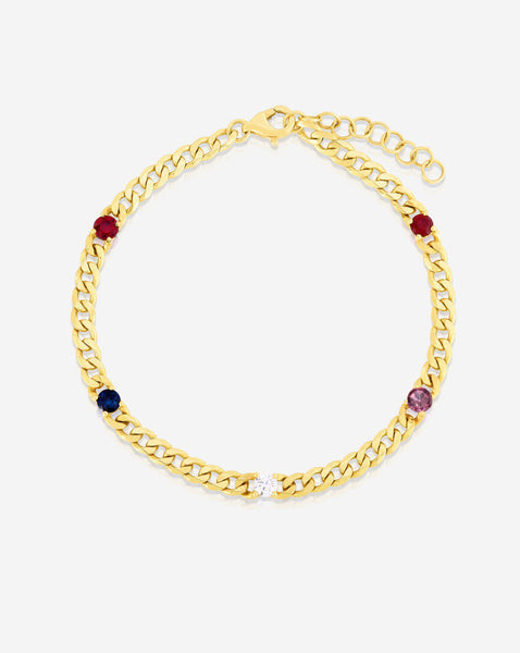 Personalized Curb Chain Birthstone Bracelet | Ring Concierge