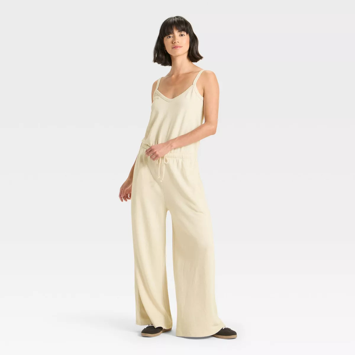 Women's Leisure Studio French Terry Jumpsuit - Universal Thread™ Tan S | Target