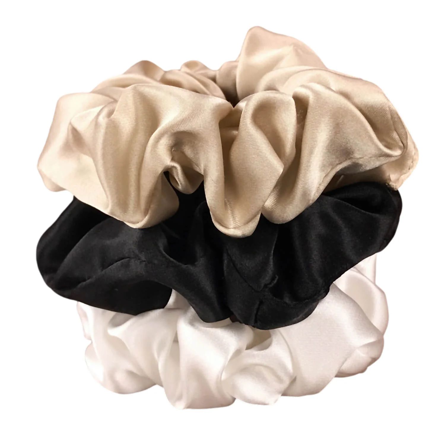 Silk Hair Ties - Ivory Taupe and Black (Large) | Celestial Silk