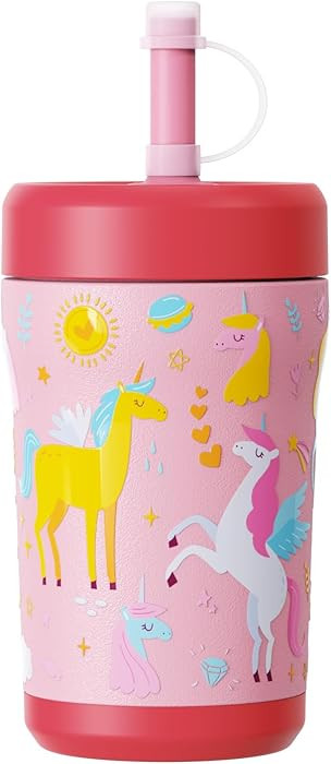 Sursip Toddler Kids Insulated Tumbler with Straw and Lid, 12 oz Vacuum Stainless Steel Sippy Cup ... | Amazon (US)