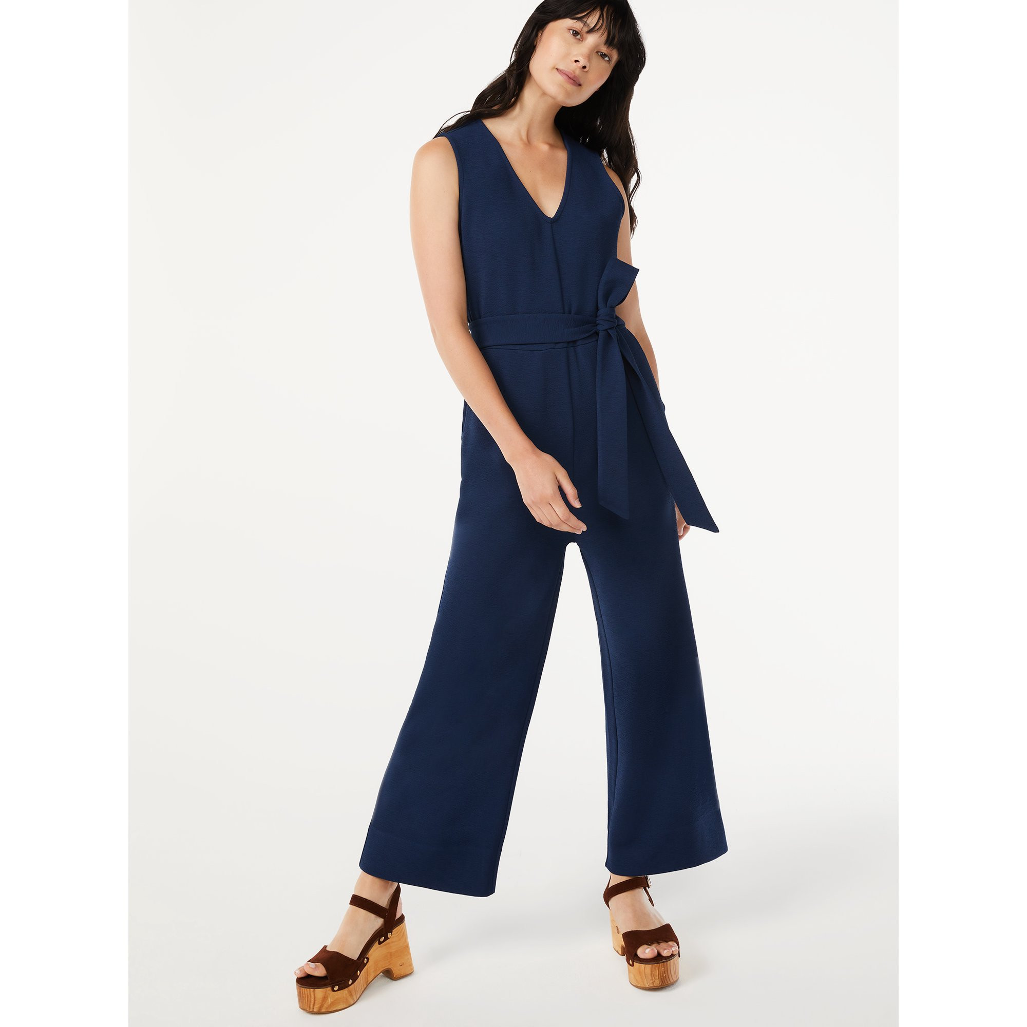 Free Assembly Women's V-Neck Jumpsuit | Walmart (US)