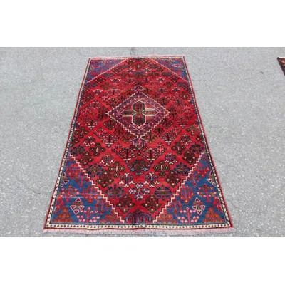 One-of-a-Kind Hand-Knotted 1950s 3'2" x 5'11' Wool Area Rug in Red/Brown/Blue | Wayfair North America