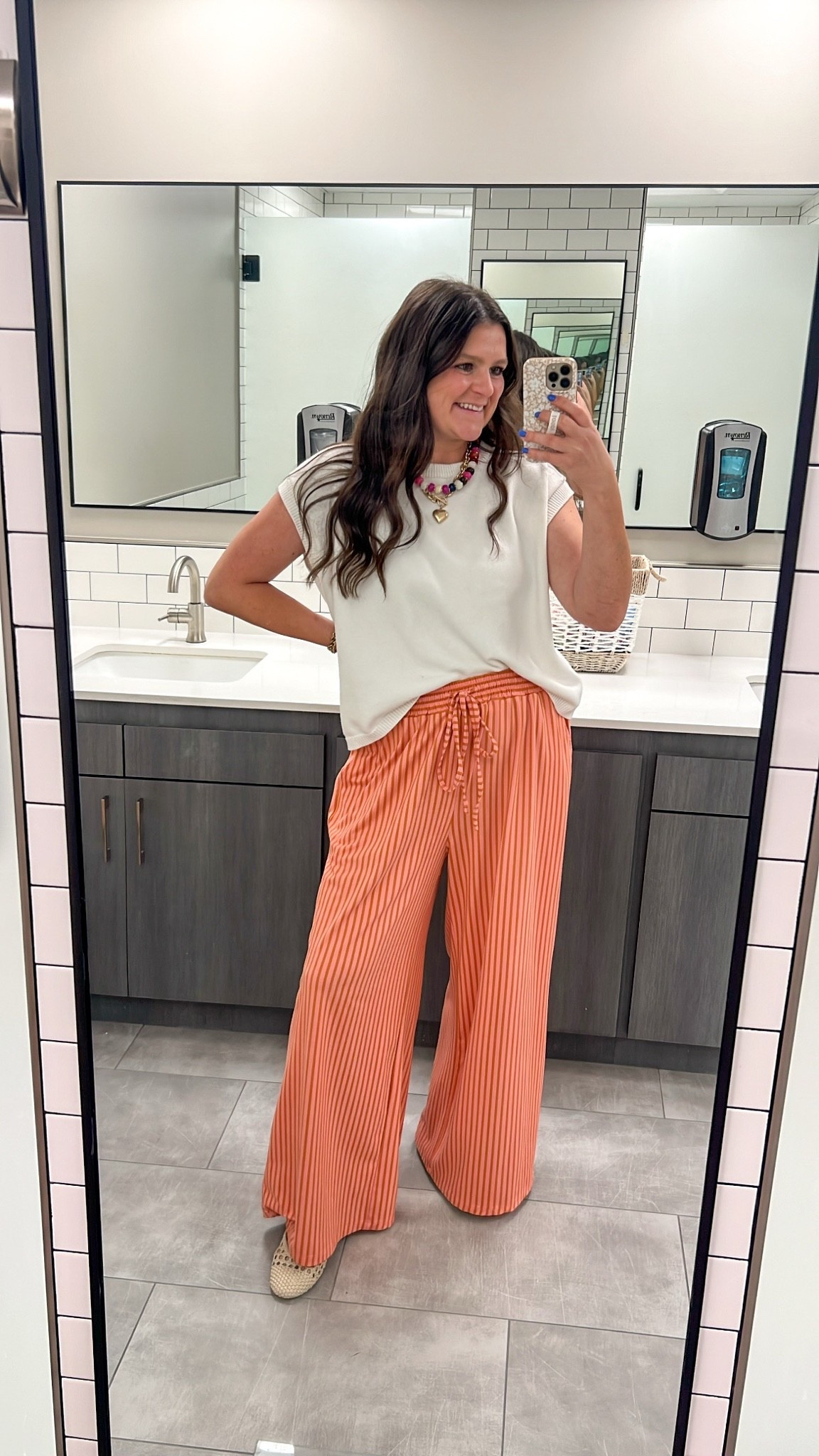 Comfy but elevated workoutfit! Love these flowy wide leg pants. Size up atleast one size. Linking some similar tops! 

Comfy workwear / comfy work outfit / summer work outfits / office outfits / comfy office outfits / mom work outfit / mom workwear / comfy but cute / work pants / flowy pants / fun pants / comfy pants / mom pants / mom outfit / comfy mom outfit / post Partum pants / post Partum friendly / post Partum outfit / teacher outfit / stripes / orange pants / cap sleeves / summer tank / summer top / summer sweater / sweater vest / sweater tank / flats / work flats / work shoes / Amazon outfits / summer sweater vest cap sleeves

#LTKootd #LTKmomlife #LTKWorkwear