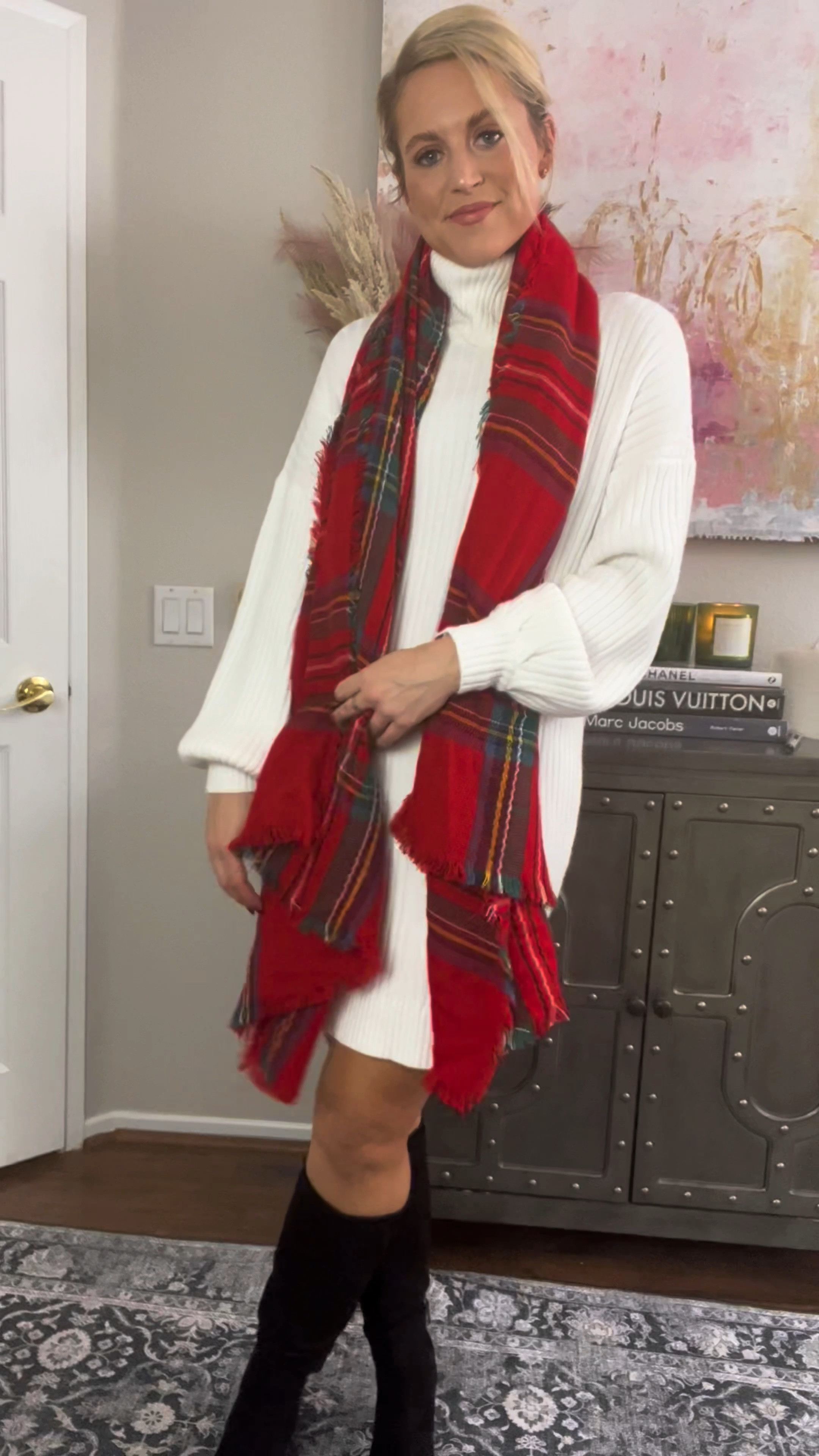 Two ways I’m styling this sweater dress from
Amazon. 
Turtleneck sweater dress: Amazon [comes in other colors]
Scarf: 🧣Amazon
Red tie belt: [no idea] my closet 
Boots: Vince Camuto (pricy but I’ve had mine for 4 years worth the investment IMO) 

#LTKHoliday #LTKSeasonal