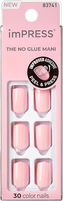 Kiss Impress No Glue Mani Press On Nails, Color, 'Pick me Pink', Pink, Short Size, Squoval Shape,... | Amazon (US)