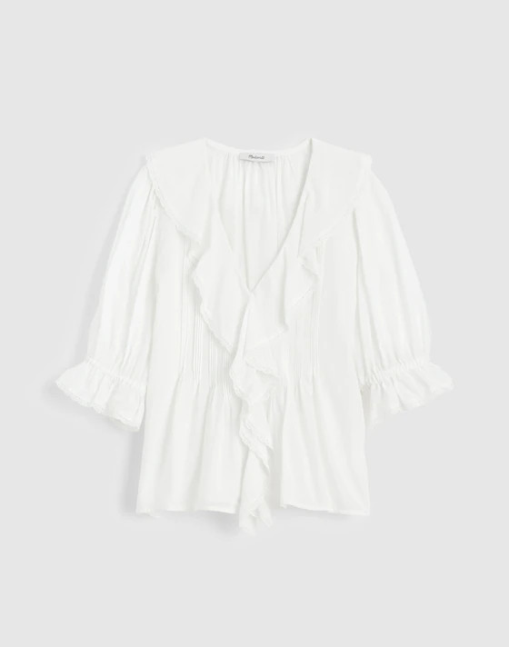 Pintucked Ruffled Puff-Sleeve Top | Madewell