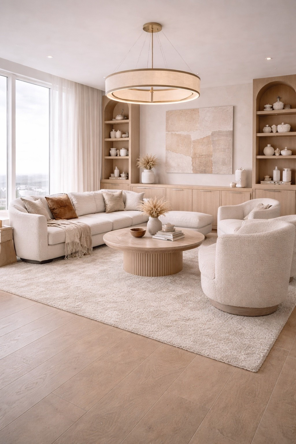 A serene modern living room designed in warm neutral tones with natural wood flooring, soft textured fabrics, and a minimalist TV wall with LED backlighting. This space blends cozy elegance and contemporary design — perfect inspiration for a calm, luxurious home interior. Save for modern living room ideas, neutral decor, and warm minimalist styling.
#LivingRoomInspiration
#ModernLivingRoom
#NeutralInteriors
#WarmMinimalism
#ContemporaryHome
#ModernHomeDecor
#InteriorDesignIdeas
#NeutralHome
#CozyModern
#LuxuryLivingRoom
#LTKHome
#PinterestHome
