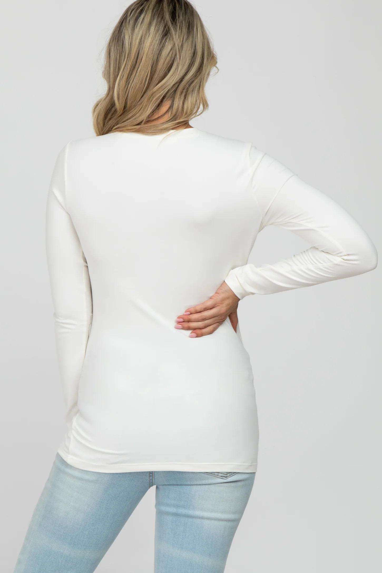 White Long Sleeve Basic Maternity Top | PinkBlush Maternity