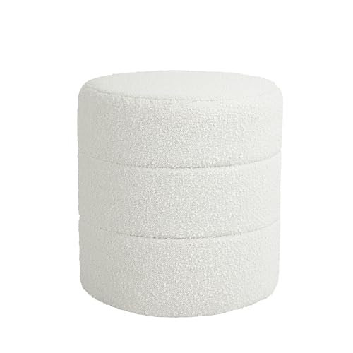 HomePop Upholstered Round Ottoman (No Lid, Seat Only) | HomePop Home Décor | Round Pouf Foot Rest – Cream Boucle | Amazon (US)