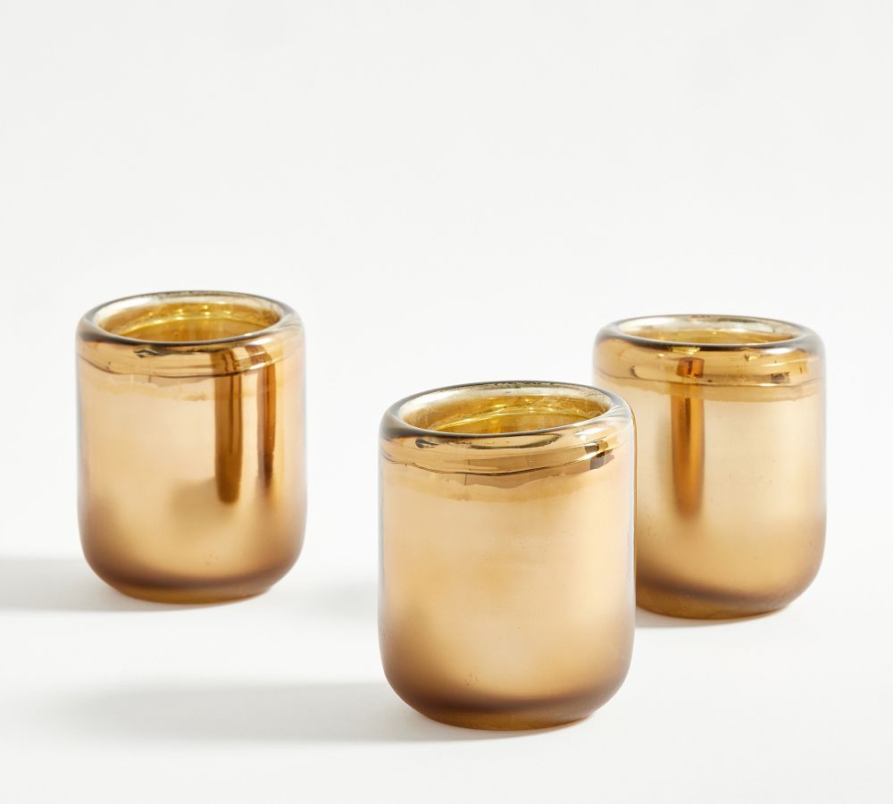 Brie Rolled Edge Mercury Glass Candleholders | Pottery Barn (US)