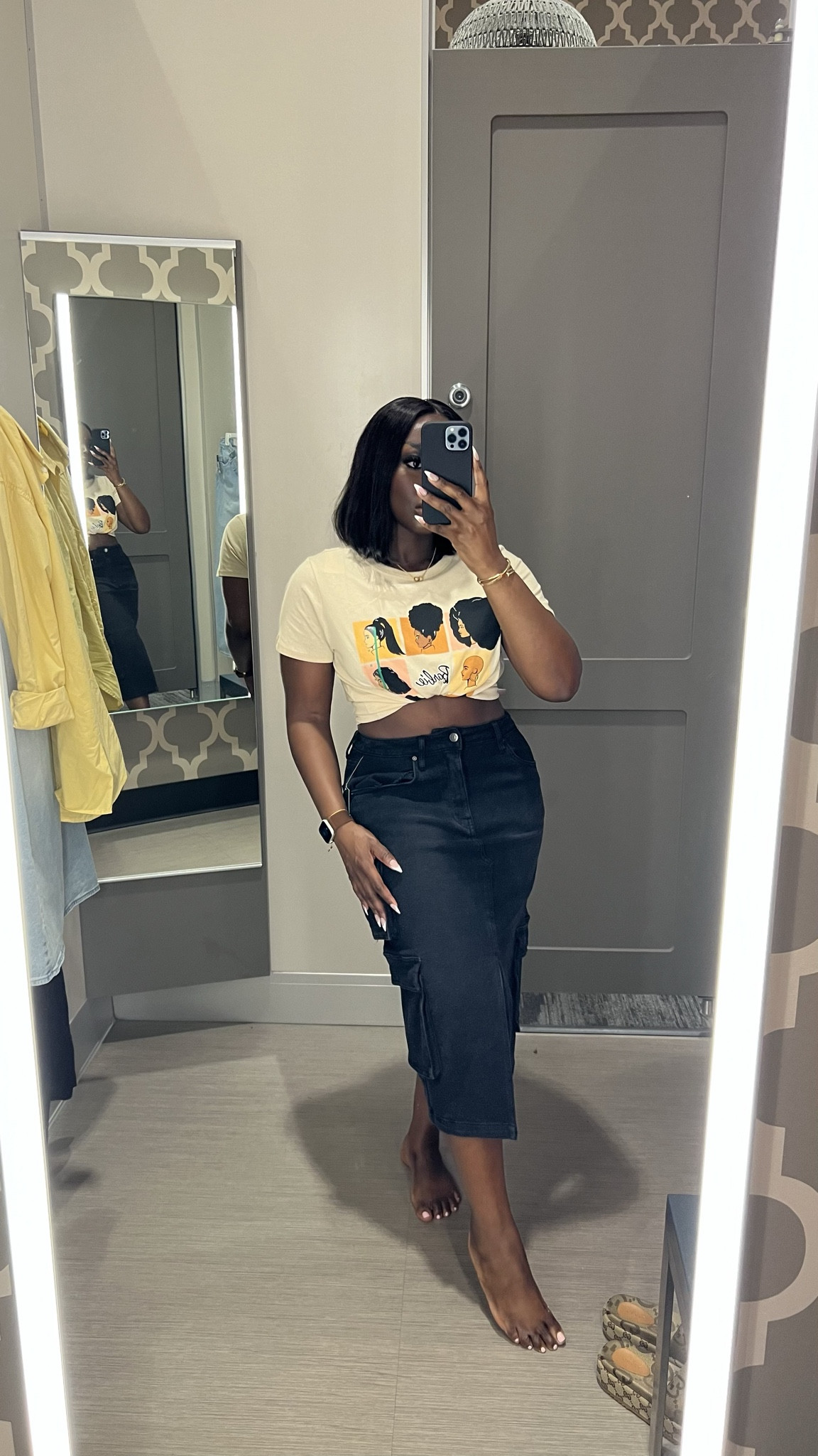 Loved the way this denim cargo skirt fit, wearing a size Medium in the skirt and Medium in the shirt! 

#LTKbeauty #LTKstyletip #LTKfindsunder50