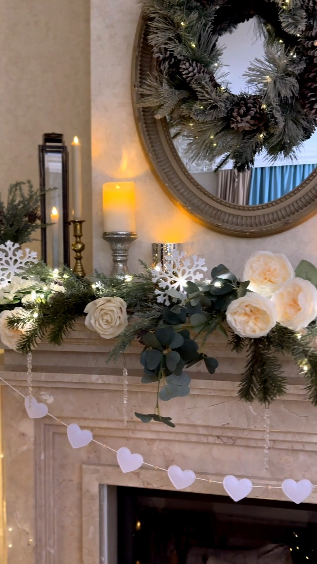 Valentine’s Day day mantel decor, cozy winter decorations, heart garland, neutral Valentine’s Day living room decorations 

#LTKHome #LTKFindsUnder50 #LTKSaleAlert