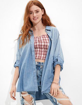 AE Oversized Beach Shirt | American Eagle Outfitters (US & CA)