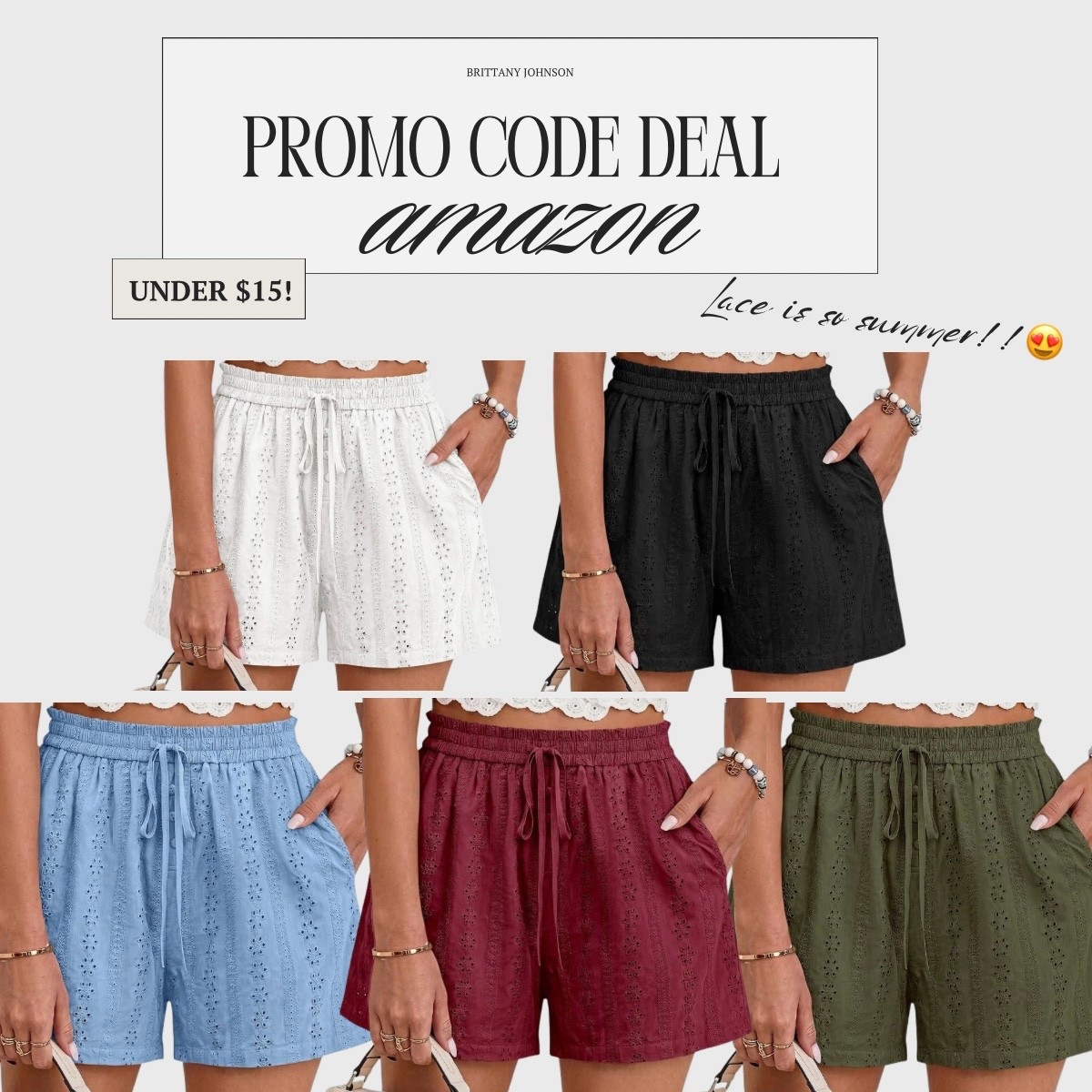 These lace shorts are giving effortless summer vibes ☀️🤍

Use code: JNCFGX6Y for 50% OFF 🛍️

#LTKgrwm #LTKootd #LTKmomlife