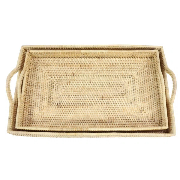 Pedro Handwoven Rectangular Rattan/Wicker 2 Piece Vanity Tray Set | Wayfair North America