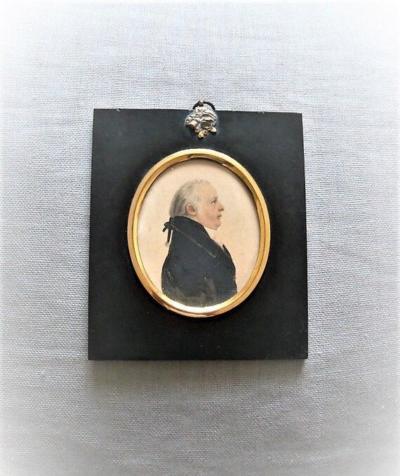 Antique Georgian Miniature Watercolour Portrait of a Gentleman Profile Painting 18th/19th Century | Etsy (US)