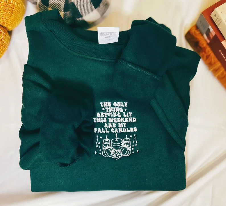 Fall Candles sweatshirt, funny fall sweatshirt, embroidered fall sweatshirt, hello fall  sweatshi... | Etsy (US)