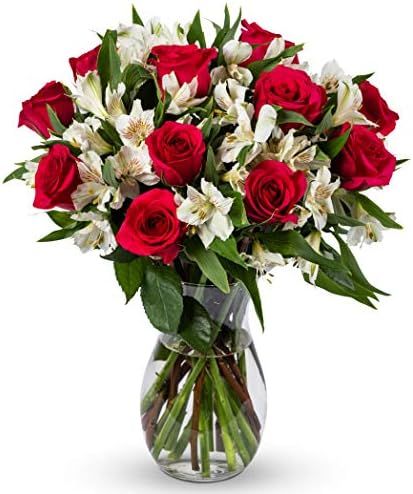 Benchmark Bouquets Signature Roses and Alstroemeria, With Vase (Fresh Cut Flowers) | Amazon (US)