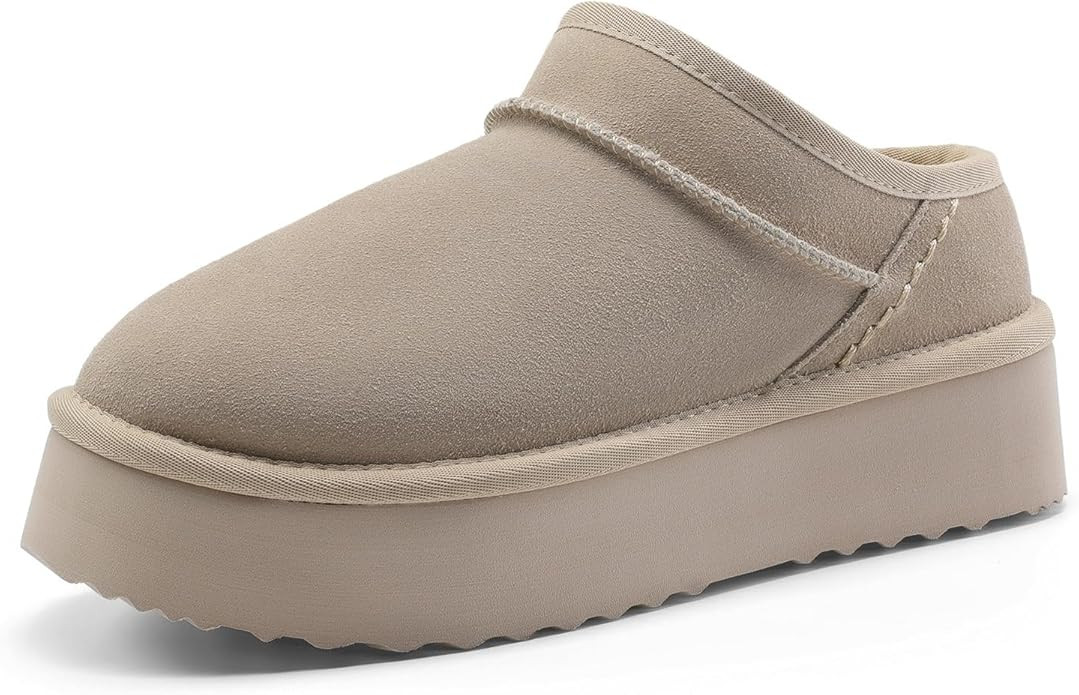 DREAM PAIRS Women's Slippers Platform Genuine Suede Slip-On Memory Foam Cozy Fluffy Warm Comfy Fu... | Amazon (US)