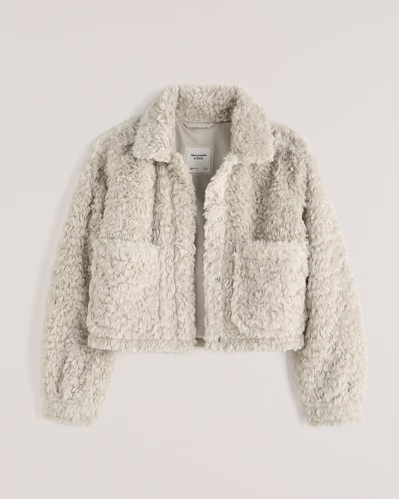 Cropped Sherpa Shirt Jacket | Abercrombie & Fitch (US)