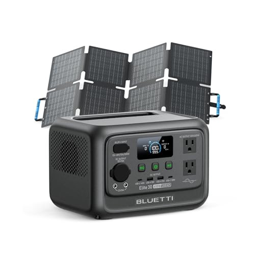 BLUETTI Solar Generator Elite 30 V2 with 60W Solar Panel (Ships Separately), 288Wh LiFePO4 Portable Power Station, 600W AC Outlets (1500W Power Lifting), for Camping, Home Use, Emergency | Amazon (US)