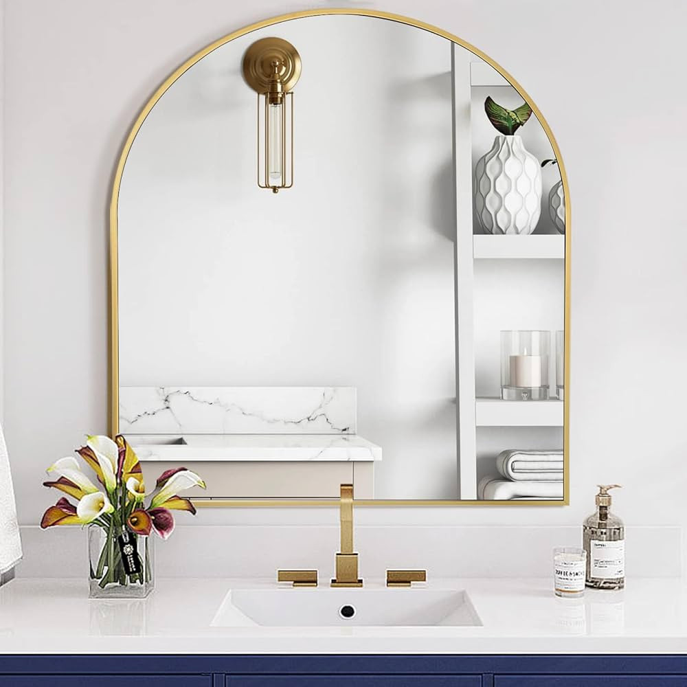 COFENY Arched Mirror, 31"x33" Gold Bathroom Mirror with Metal Frame, Wall Mounted Mirrors Decor M... | Amazon (CA)