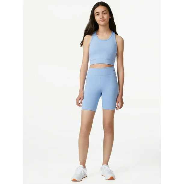 Free Assembly Girls Active Crop Top and Bike Shorts, 2-Piece Set, Sizes 4-18 - Walmart.com | Walmart (US)