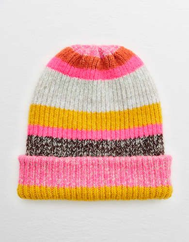 Aerie Striped Ribbed Beanie Hat | American Eagle Outfitters (US & CA)