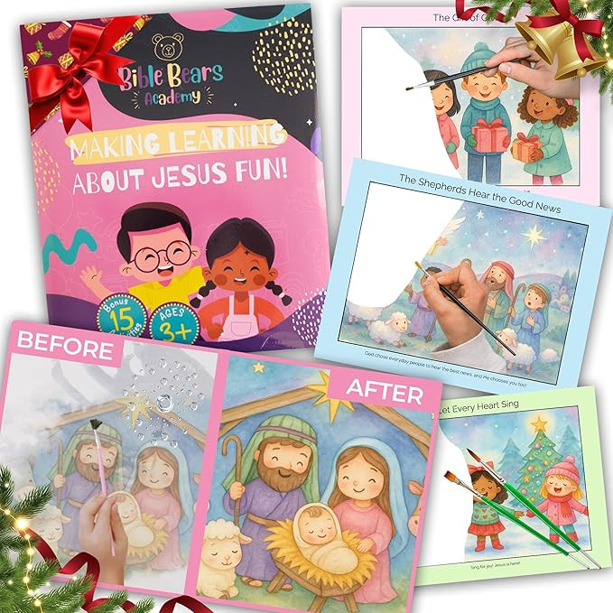 Bible Bears Academy Christmas Joy – Christian Christmas Paint with Water Set for Toddlers | Nat... | Amazon (US)