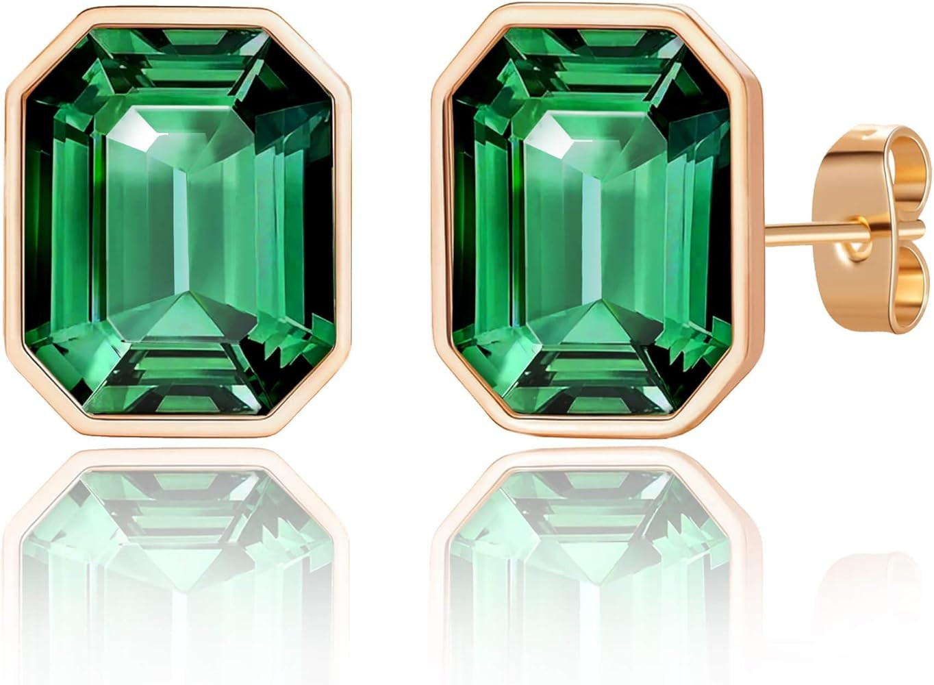 Austrian Crystal Octagon Stud Earrings for Women Fashion 925 Sterling Silver Hypoallergenic Jewel... | Amazon (US)