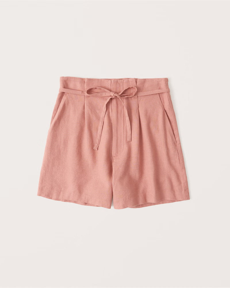Belted Linen-Blend Shorts | Abercrombie & Fitch (US)