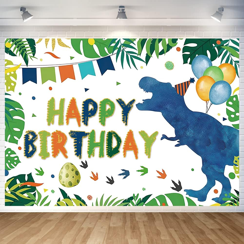 Watercolor Dinosaur Birthday Party Backdrop Dino Happy Birthday Banner T-Rex Photography Backgrou... | Amazon (US)