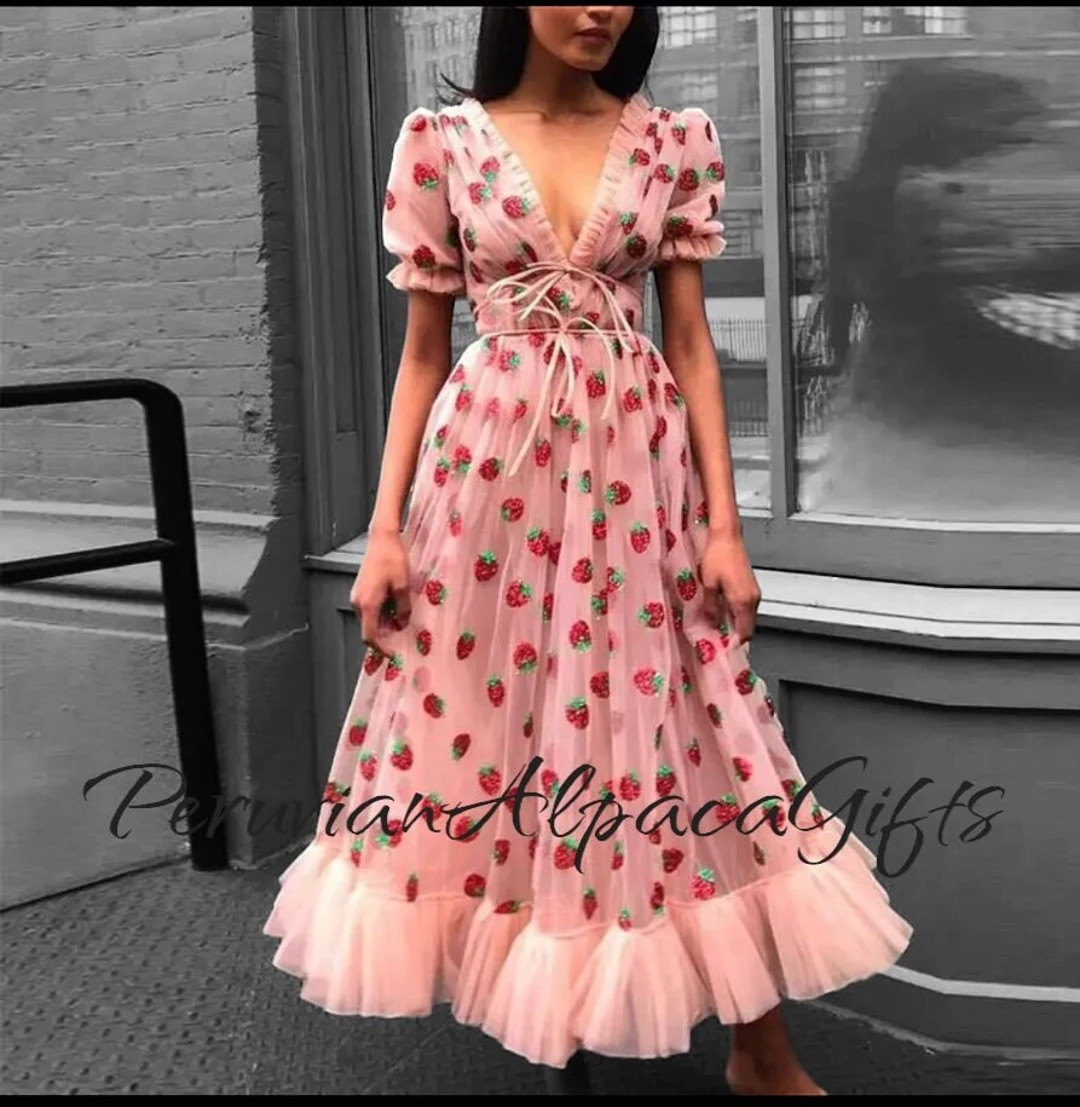 Strawberry Dress Summer ,strawberry Handmade Dress - Etsy | Etsy (US)