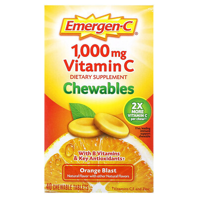 Emergen-C, Vitamin C Chewables, Orange Blast, 40 Chewable Tablets | iHerb