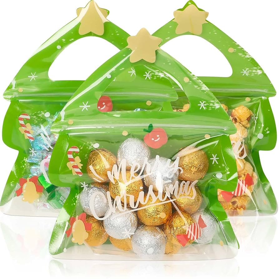 SEPGLITTER Resealable Christmas Gift Bags,24Pcs Special Shaped Christmas Gift Bags with Handles f... | Amazon (US)