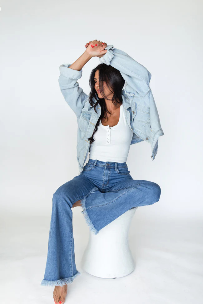 Maren Medium Wash Stretchy Flare Jeans SALE | Pink Lily