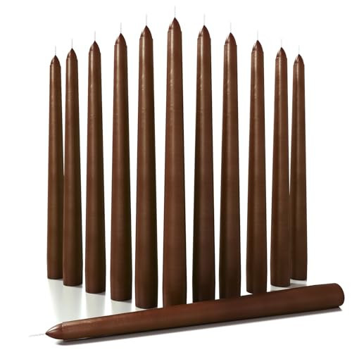 CANDWAX 10 inch Candlesticks - Set of 12 Dripless Tapered Candles - Brown Candles for Home Decor | Amazon (US)