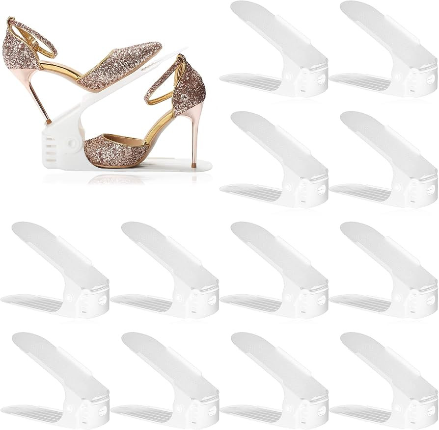 RISETEX Shoe Slots Organizer 12 Pack,Adjustable Shoe Stacker Space Saver, Double Deck Shoe Rack H... | Amazon (US)