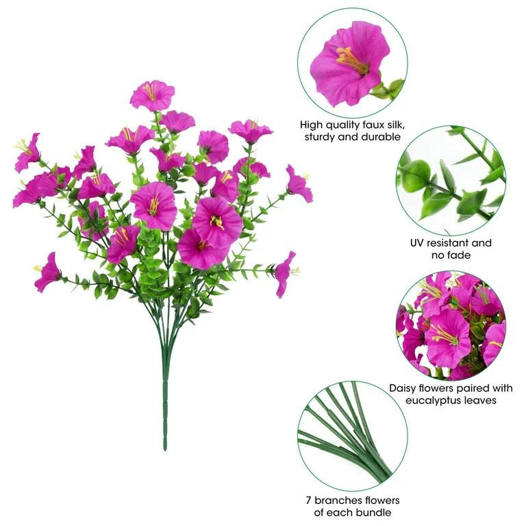 Scidweet 12 Bundles Artificial Fake Flowers Outdoor, Faux Plastic Plants Decoration for Outside U... | Walmart (US)