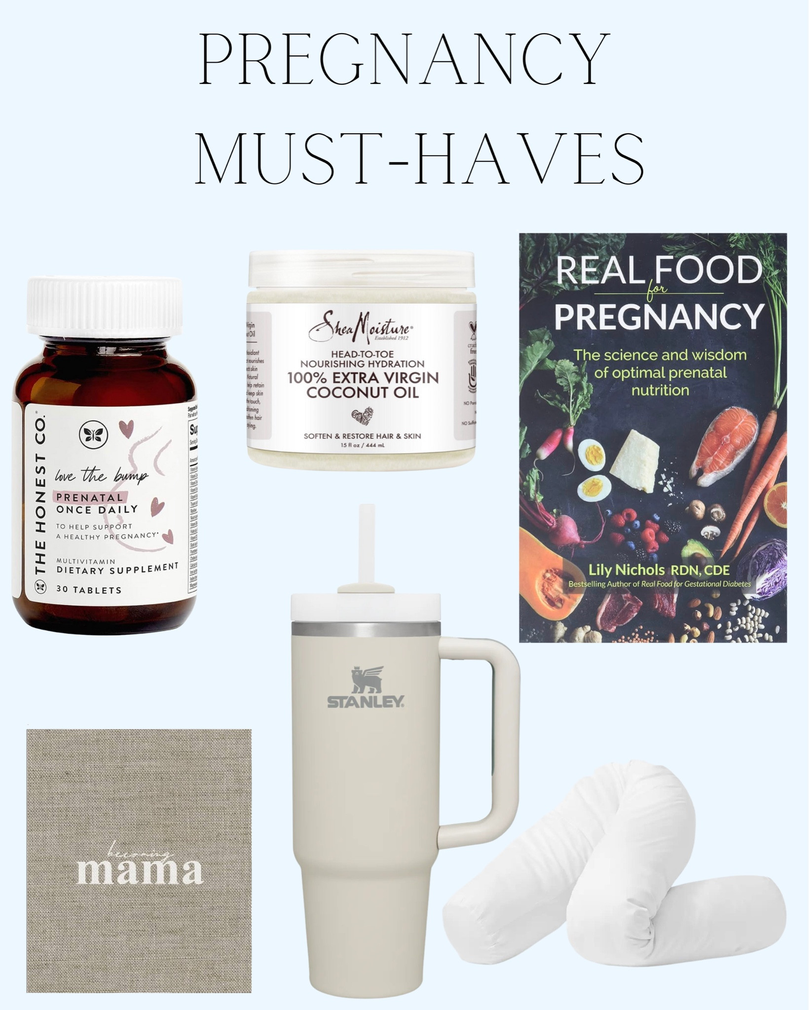 Pregnancy Must-Haves! Click to shop essentials for pregnancy. Coconut oil, prenatal, nutrition book, pregnancy pillow, water cup, pregnancy journal! 

#LTKfamily #LTKbump #LTKbaby