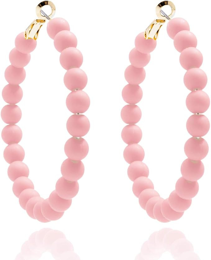 ZENZII Beaded Hoop Earrings Bohemian Circle Round Bead Earrings Chic Dangle Earrings for Women an... | Amazon (US)