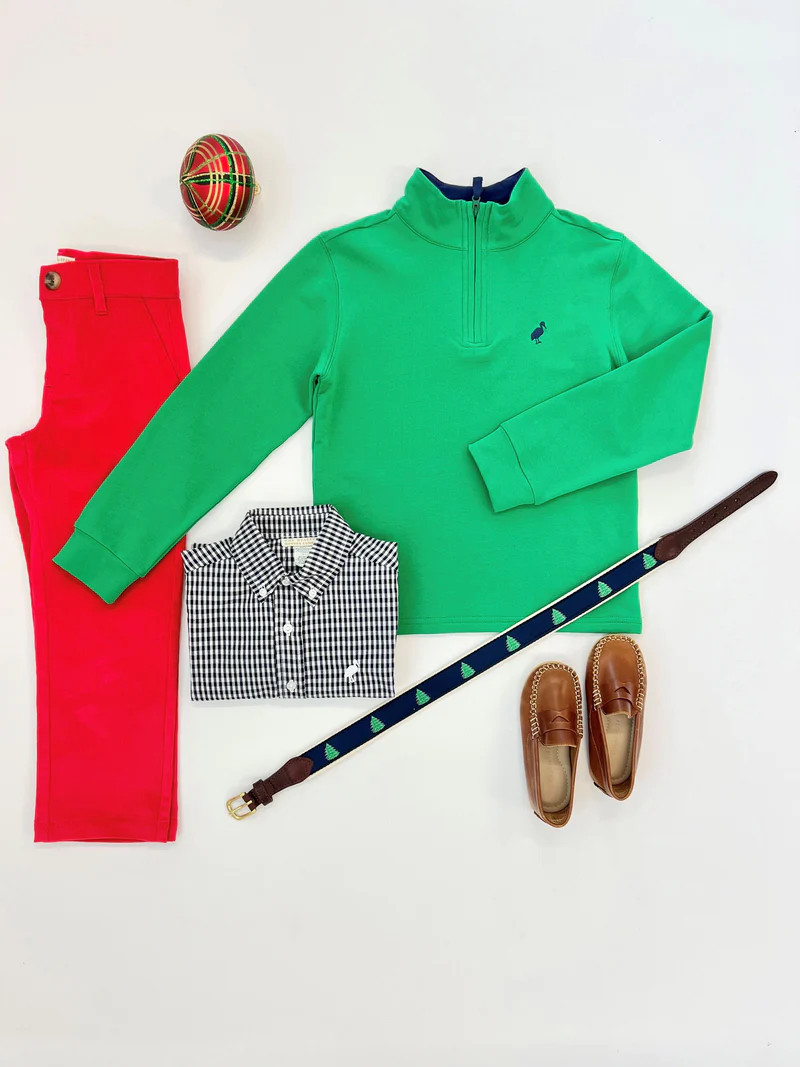 Hayword Half-Zip - Kiawah Kelly Green with Nantucket Navy Stork | The Beaufort Bonnet Company