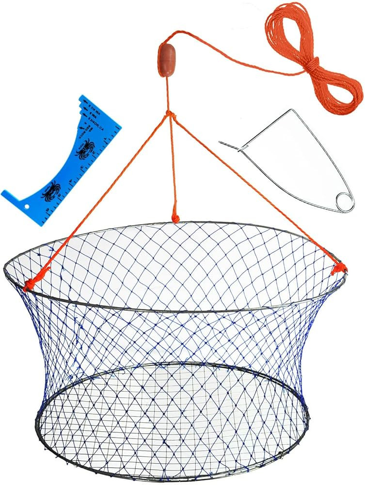 Palmyth Wire Grid Bottom Crab Nets Two Ring Crab Kit with Harness and Bait Clip 24” X 20” X 1... | Amazon (US)