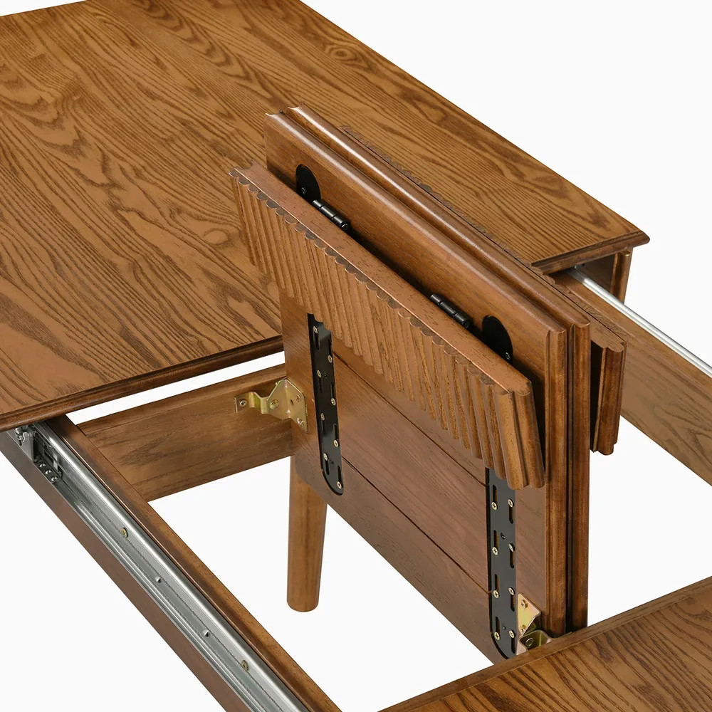 Hernest | 63"-78" Inch Brown Wood Extendable Dining Table with Grille Design and Solid Wood Legs ... | Hernest